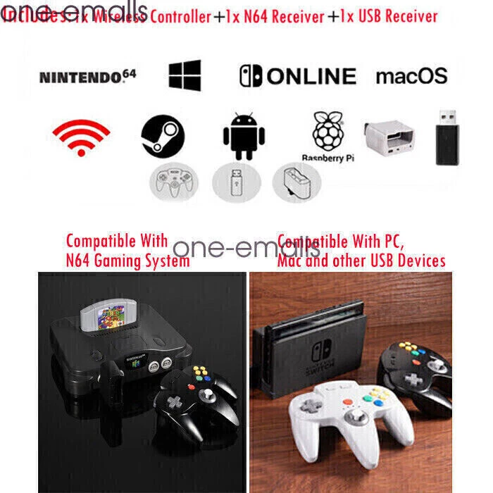 Mando Inalámbrico N64 para Consola Nintendo 64 PC Windows Switch con Rumble Pak. Foto 4 de 4