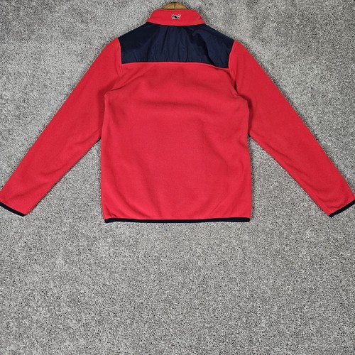 Vineyard Vines Jacket Youth Large Red Blue Fleece Pullover 1/4 Zip Preppy - Picture 7 of 11
