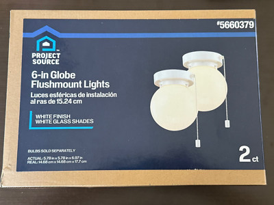 Project Source 2 -Light 5.78-in Gloss White Flush Mount Light 2 -Pack