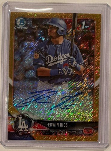 2018 Bowman Chrome Autographs Gold Shimmer Edwin Rios 1st Auto RC /50 ...