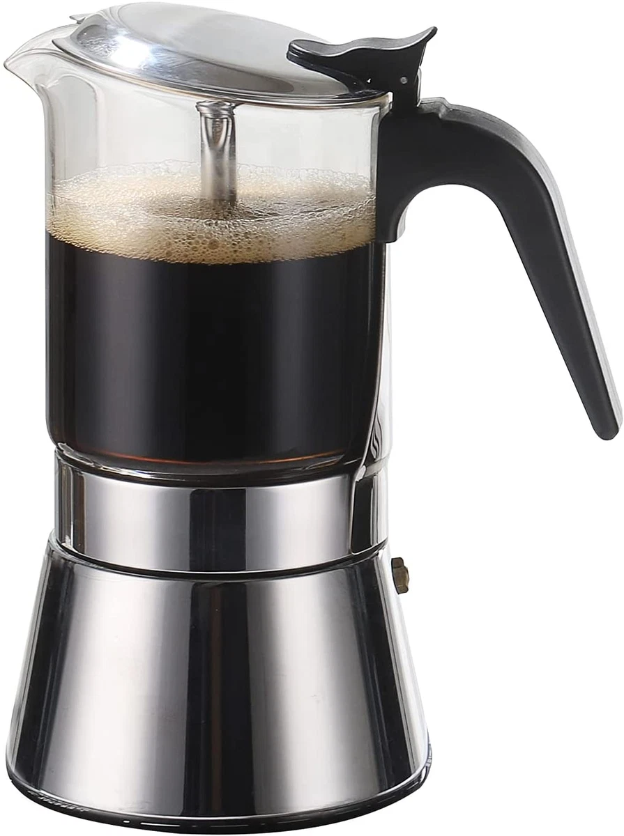 Moka Induction Stovetop Espresso Maker Crystal Glass Top