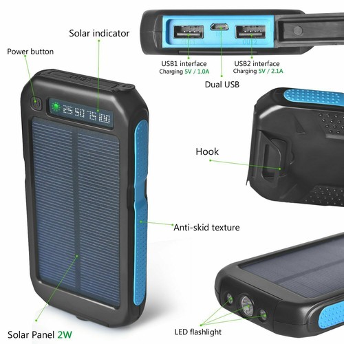 Solar Portable Charger Panel Dual USB Waterproof outdoor lot ALL SIZES & COLORS - Picture 34 of 92
