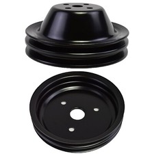 Sbc Pulley Set Double Groove Swp 283-350 Steel Black Finish Set Upper And Lower
