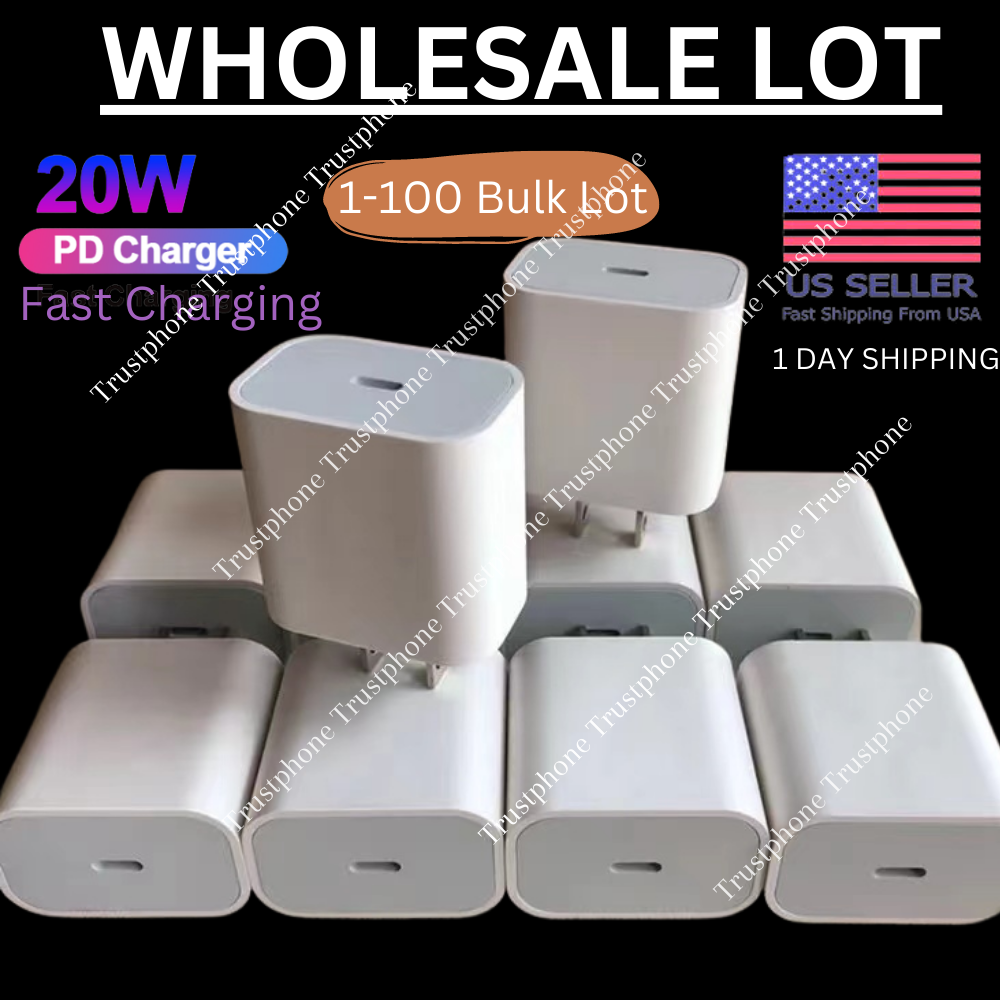 20W PD USB-C Power Adapter Fast Wall Charger For iPhone 15 14 13 8 Wholesale Lot