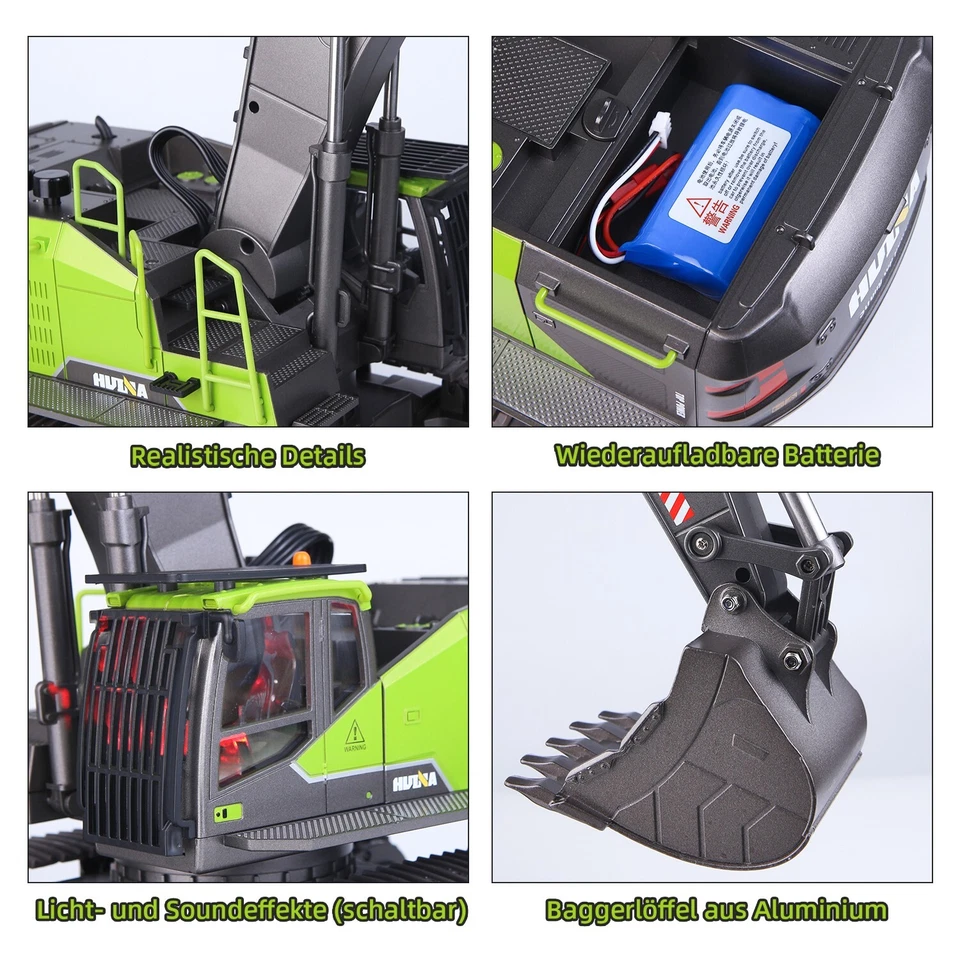 1:14  1593 4in1 RC Bagger Metall Ferngesteuerter Kettenbagger mit 2 Akku - Bild 4 von 4