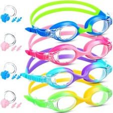 4 Pairs Swimming Kids Goggles Anti Fog Clear Pool Swim Goggles with UV Protec...