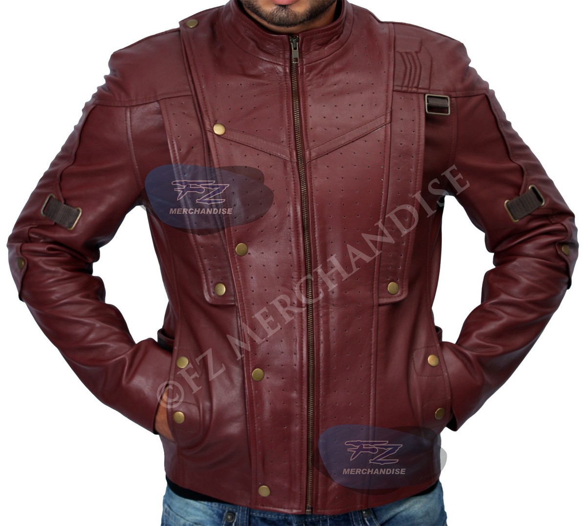 Guardians of the Galaxy Red SLIM FIT GENUINE Leather Jacket