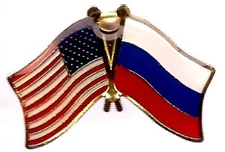 USA American Russia Friendship Flag Bike Motorcycle Hat Cap lapel Pin 