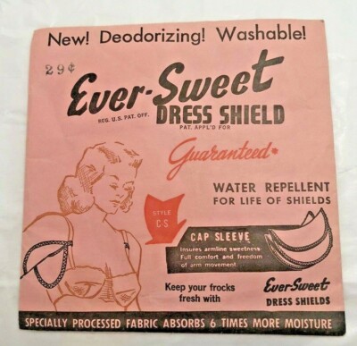 Ever-Sweet Vintage Dress Shield Style C-S Cap Sleeve Cream Pink Ephemera NOS