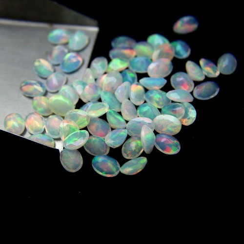 Natural Ethiopian Welo Fire Opal Faceted Oval Loose Gemstone All Sizes Lot - Picture 3 of 12