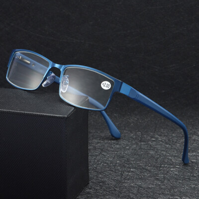 Metall Rahmen Rechteck TR90 Federfüße Lesebrille Lesehilfe 1,0 1,5 2 2,5 3 3,5 4