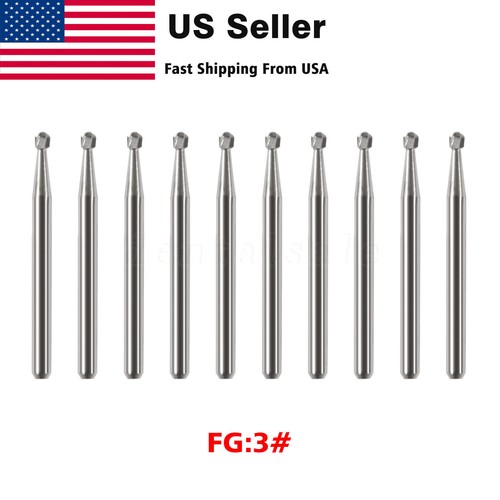 10Pcs FG Dental Carbide Burr Burs Drills FG 2/3/4/5/701/ 330/1558 for High Speed - Picture 50 of 142