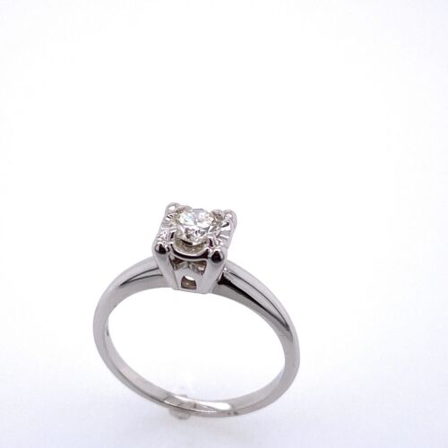 Anillo de compromiso solitario vintage de diamantes talla mina de 0,30 quilates de oro amarillo de 14 k - Imagen 2 de 6