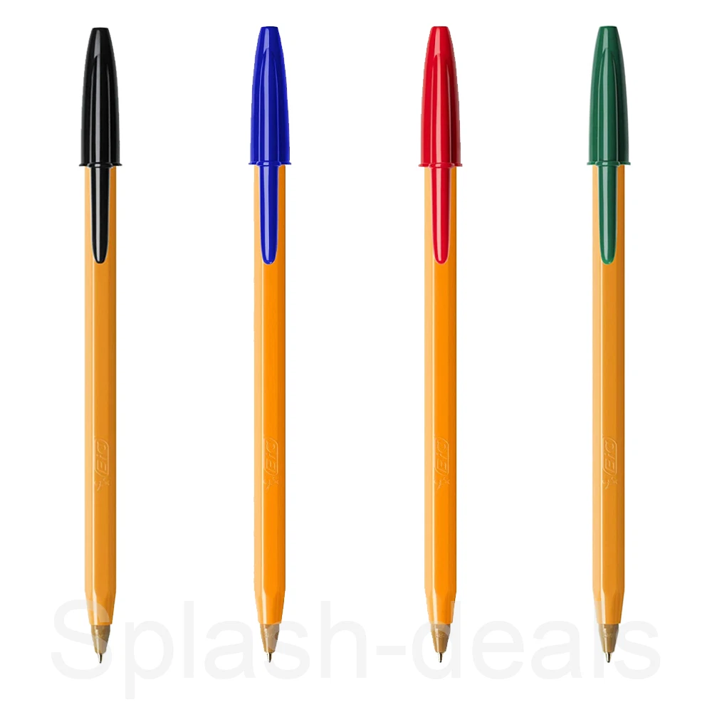 Bic Orange Original Fine Ballpoint Pens - 0.8mm Fine Biro - Black Red Blue  Green