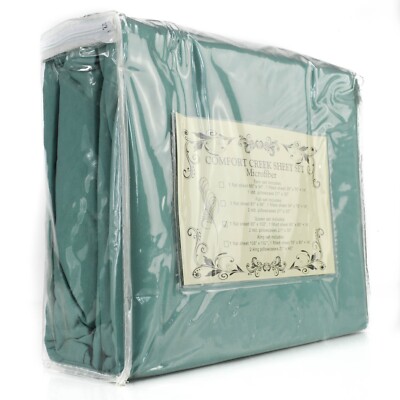 COMFORT CREEK Queen Sheet Set Green Microfiber (flat fitted pillow cases)