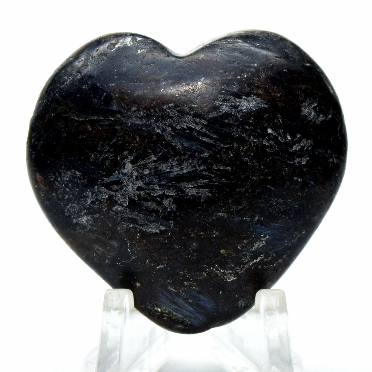 パイライト(40mm) 40mm Astrophyllite w/ Pyrite Heart Sparkling Natural Blue
