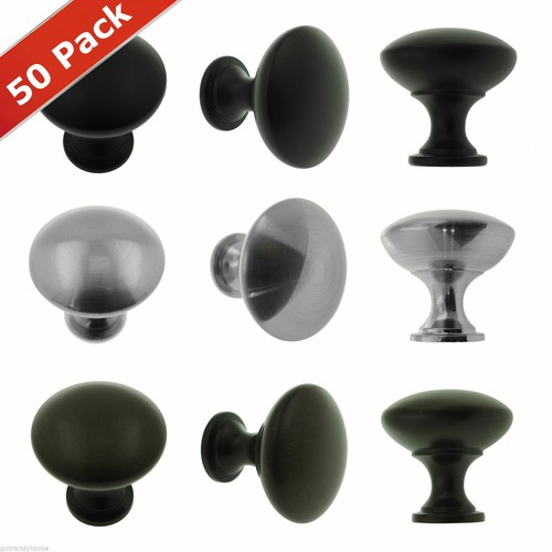 Pack of 50 Solid Oil Rubbed Bronze Brushed Satin Nickel or Matte Black Mushroom