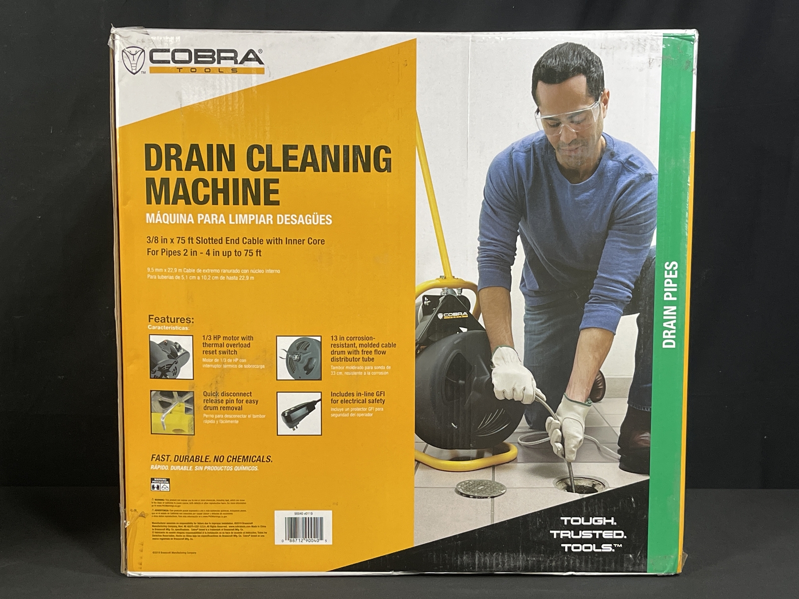 Cobra 90040 40 Series Drain Cleaning Machine 3/8" x 75ft Cable New Open