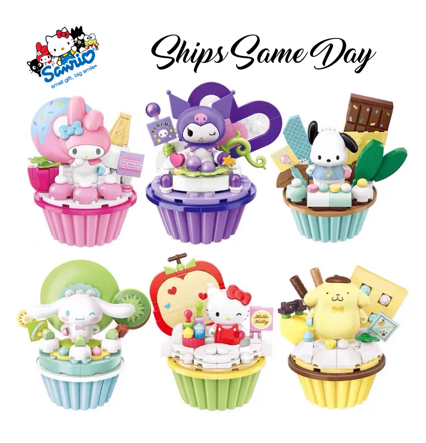 ✓ Official Sanrio Kuromi Hello Kitty Cupcakes Building Block Sets