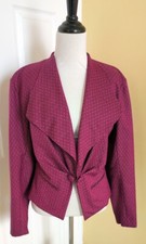 Vintage FLORA KUNG Fuchsia Pink/Black Wool/Silk Dress Jacket Blouse 6 