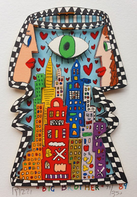 James Rizzi 3D Autographed Handnummeriert Big Brother Eye On New York Ny 1989