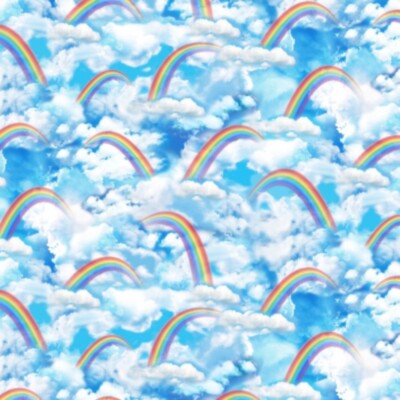 100% Baumwollstoff Timeless Treasures Over The Rainbow Wolken Himmel