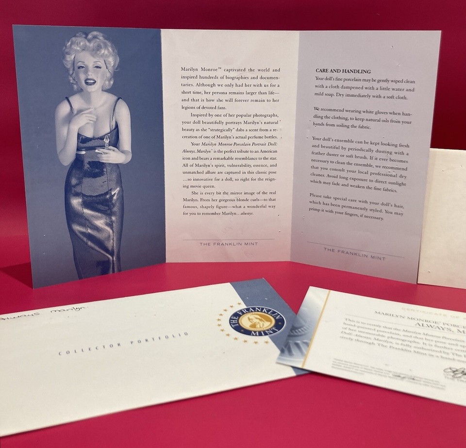 RARE Franklin Mint Marilyn Monroe “ Always Marilyn ” COA ONLY For