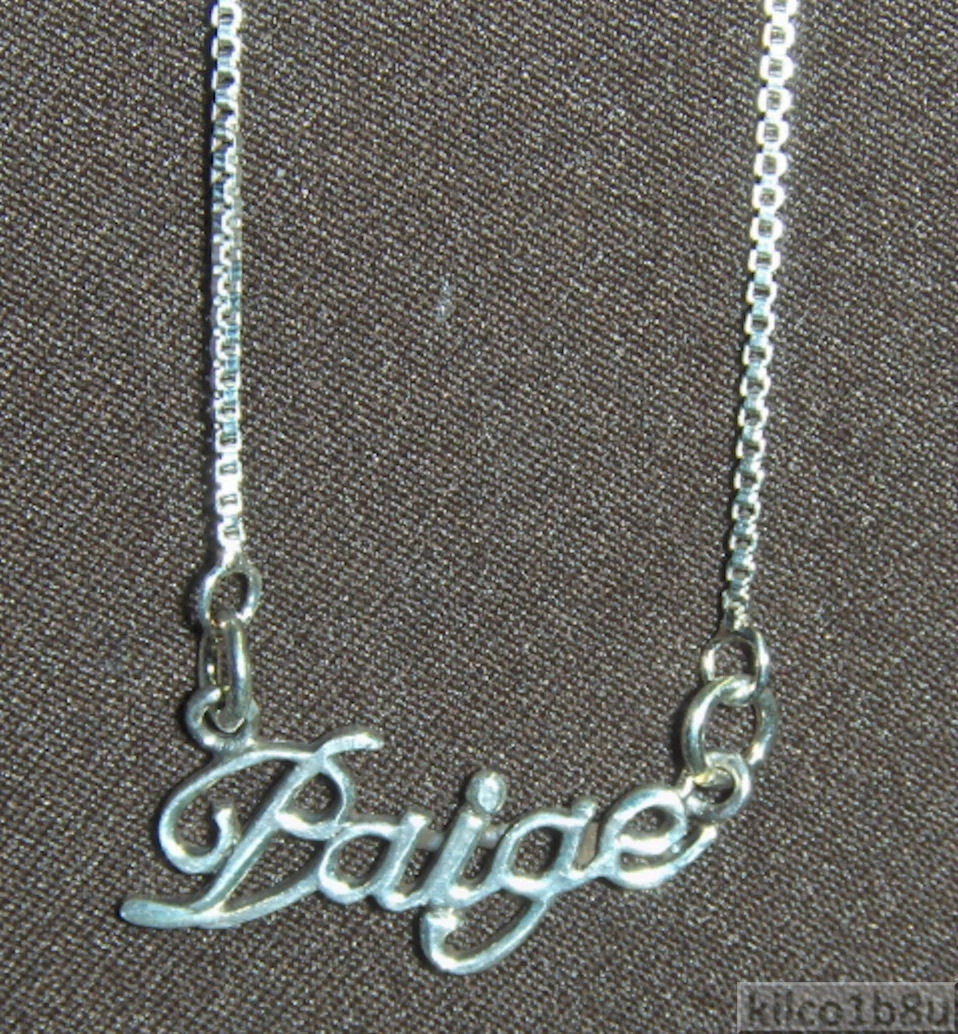 925 Sterling Silver Name Necklace Name Plate PAIGE 17