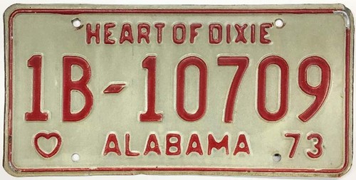 Vintage Alabama 1973 Jefferson County License Plate 1B 10709