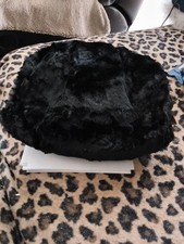 Vintage 1950 s Stuffed Black Fur Hand Muff with Detail Winter