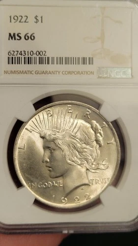 1922-P Peace Dollar   MS66  NGC