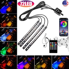 4x 72 LED RGB USB Car Interior Floor Atmosphere Light Strips Remote control US