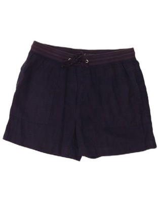 Marks & Spencer Damen Chino Shorts UK 12 Medium W32 Marineblau Leinen DX09