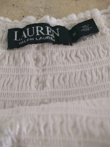 Túnica de encaje blanca con hombros descubiertos núcleo casa de hadas lauren ralph lauren 3/4... - Imagen 6 de 9
