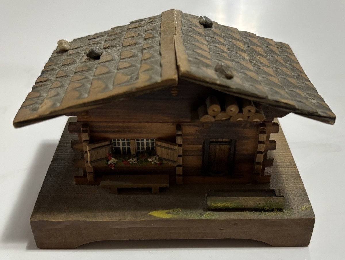 Vintage Huggler & Company Interlaken Music Box Switzerland Chalet