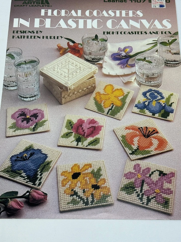Leisure Arts Floral Coasters in Plastic Canvas 8 Designs Leaflet 1107 - Image 3 of 3