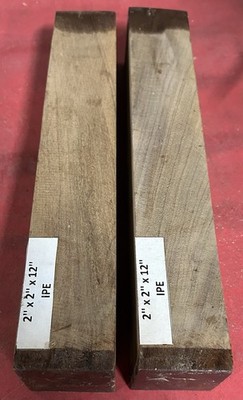 TWO KILN DRIED IPE TURNING BLANKS LATHE TURNING WOOD BLOCK LUMBER 2'' X 2'' X 12''