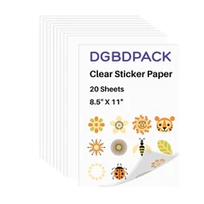 Printable Vinyl Sticker Paper 8.5"x11" Glossy Sticker Paper 20 Sheets Translu...