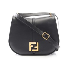 FENDI Camon Medium Shoulder Bag Leather Black 8BT366 #RC2535
