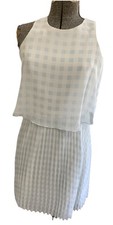 NEW Ann Taylor Gingham Overlay Pleated Flare Dress Woman’s Size 2 Sleeveless