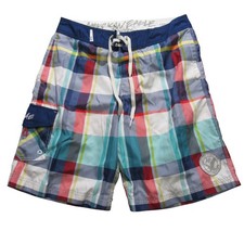 American Eagle Mens Swim Trunks M Multicoloreded Plaid Stretch 100 