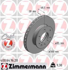 2x ZIMMERMANN Bremsscheibe COAT Z 400.6476.20 f&uuml;r MERCEDES SPRINTER VW CRAFTER