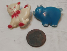 RARE Vintage 1950's Goody Brand Kitty Cat, Blue Piggie Barrette, Hair Clip