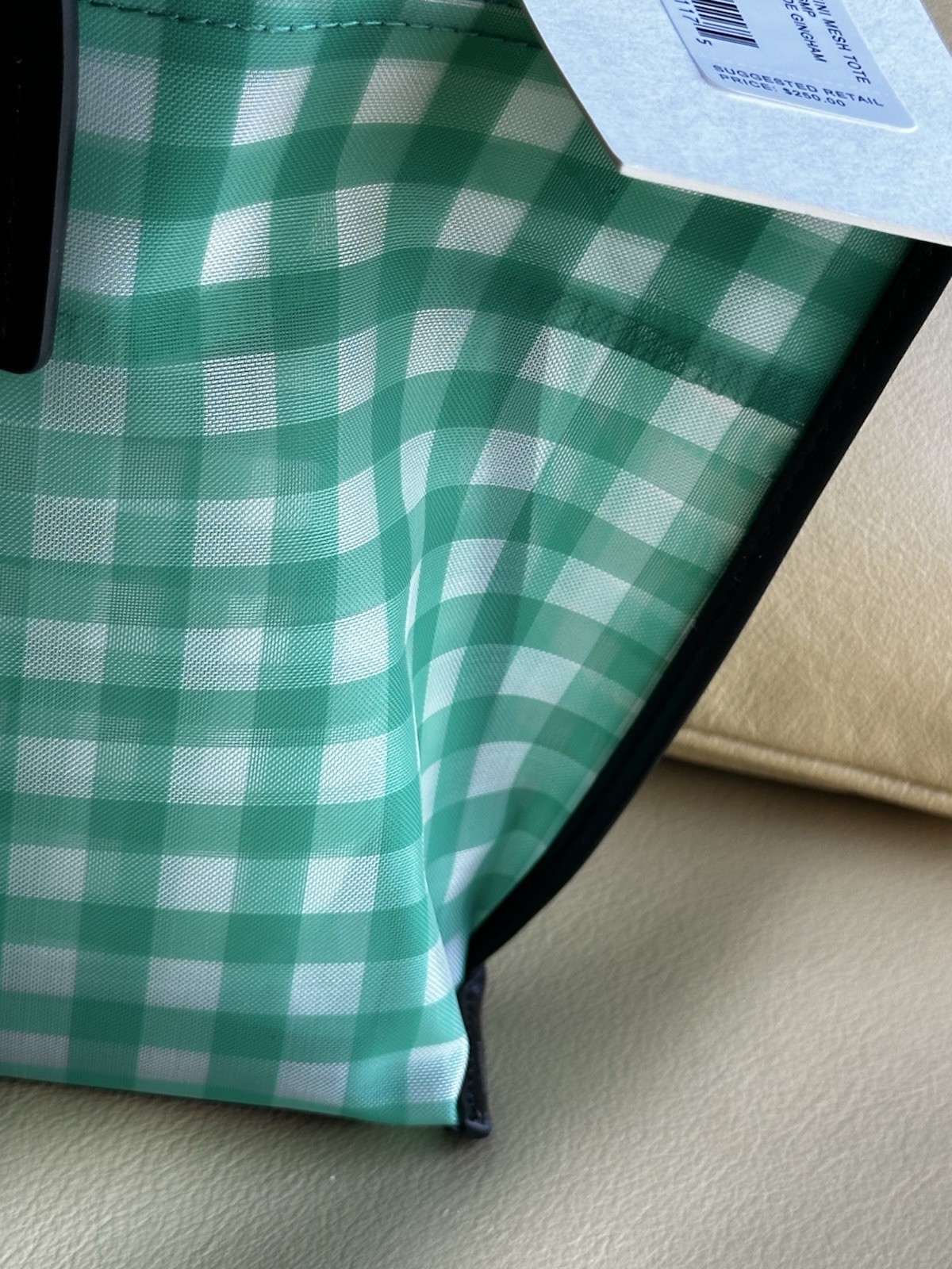 STAUD CHRISTOS MINI MESH TOTE JADE GINGHAM — image 10