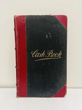 Antique Bank Daily Cash Ledger Book, Leather Empire Blank Book BLANK PAGES