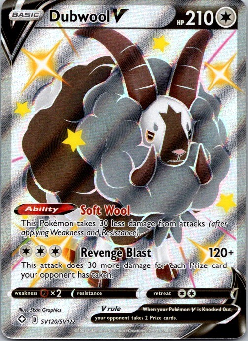 Dubwool V SV120/SV122 Holo V Rare Shining Fates Shiny Vault Pokemon Near Mint