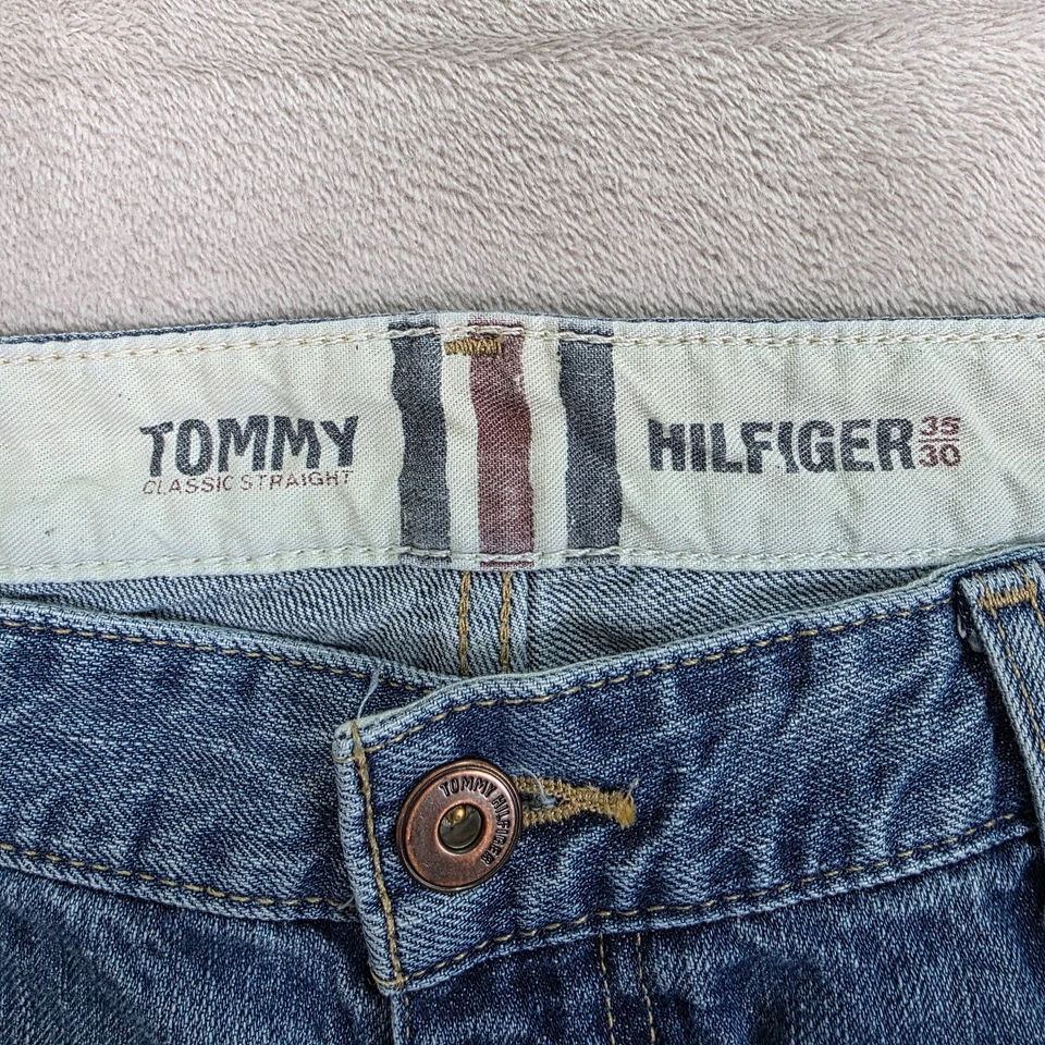 Tommy Hilfiger Jeans Mens 36x30 Blue Straight Leg Classic Denim Workwear 2013 - Image 3 of 4