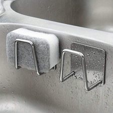 Stainless Steel Sink Sponge Holder Self Adhesive Caddy Rack for Kitchen Scrubber