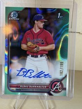 2022 Bowman Draft Chrome Pick Autographs Aqua Lava Blake Burkhalter Auto 182/199