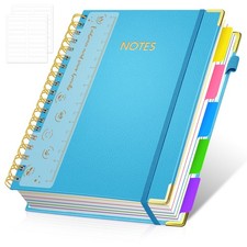 Hardcover Multi Subject Spiral Notebook with Tabs, Large B5 for Work Lake
